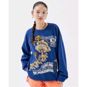 Urban Outfitters Project Social T Mushroom Lightweight Sweatshirt S/M Blue